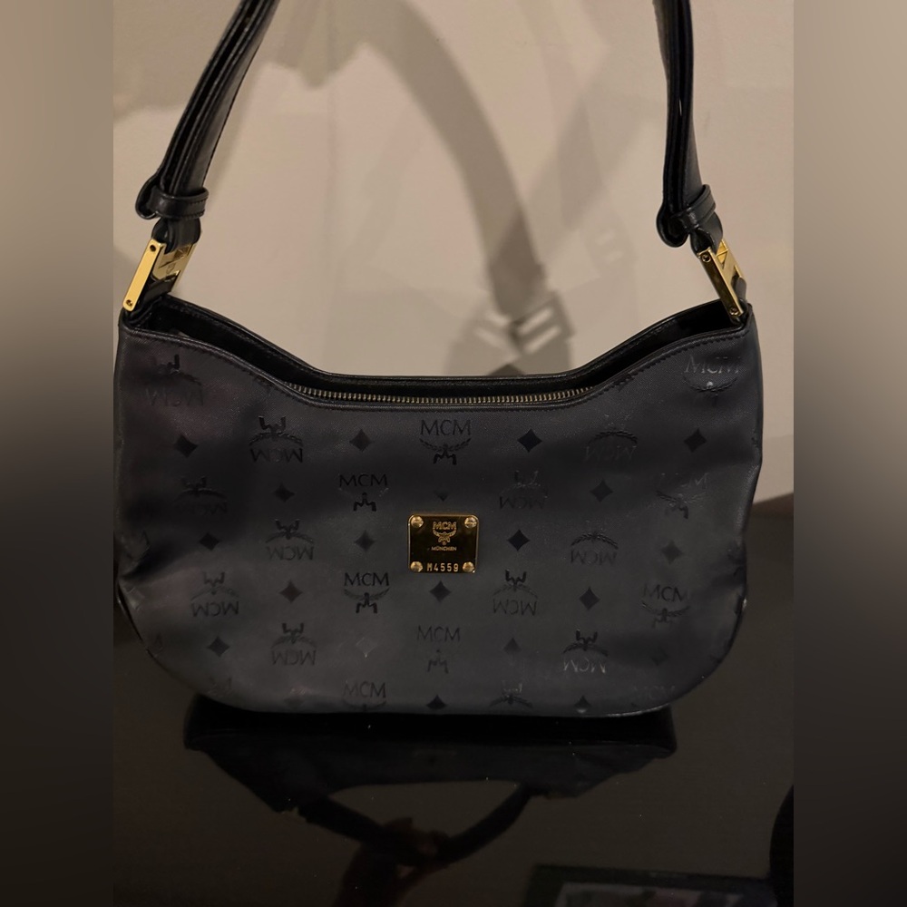 MCM Black Monogram 2 way Bag